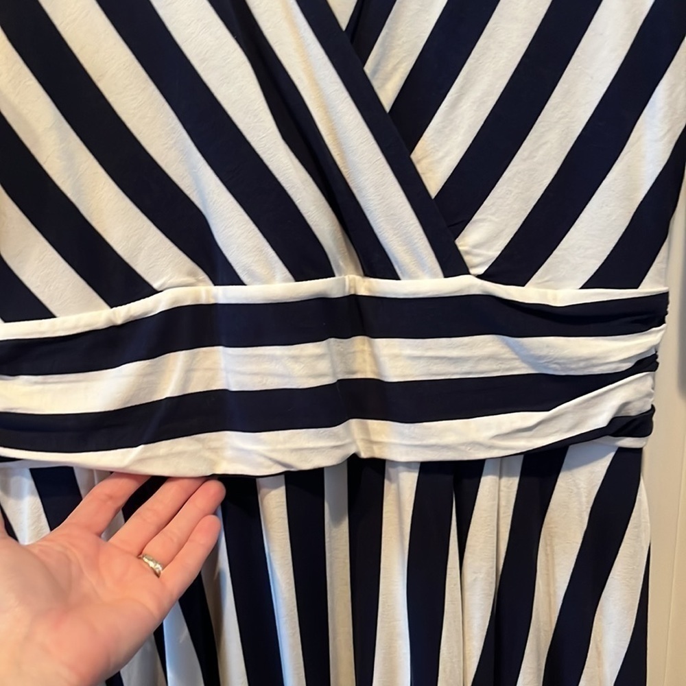 Boden navy white striped short sleeve maxi dress 14L nautical preppy coastal - Picture 6 of 14